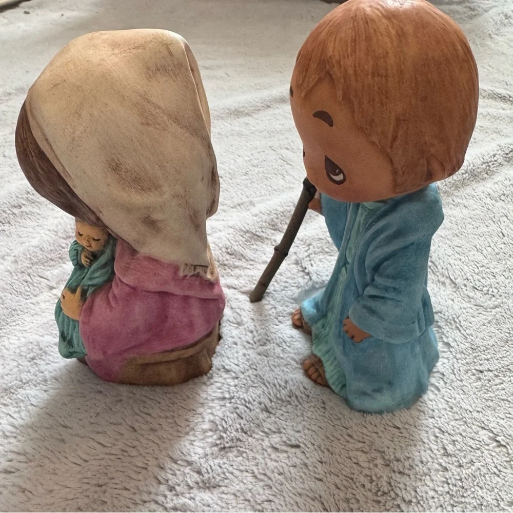 Vintage 1984 Hand-Painted Nativity Figurines –‎ Mary, Joseph & Baby Jesus